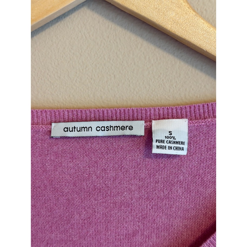 Autumn Cashmere Womens V-Neck Sweater 100% Pure Cashmere Pink Size S Long Sleeve - Picture 3 of 5